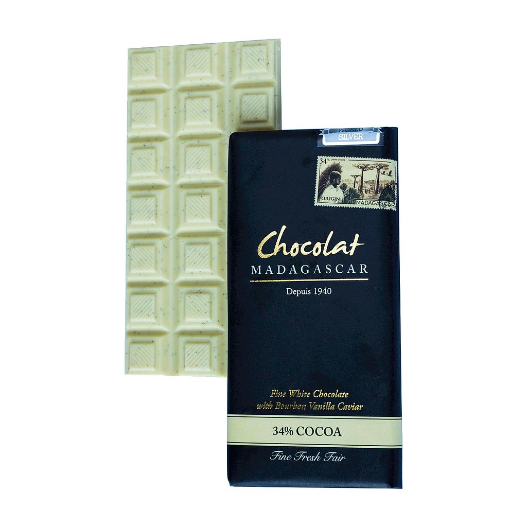 [TCM01] Tablette de chocolat blanc 37% au caviar de vanille, médaillée d'argent