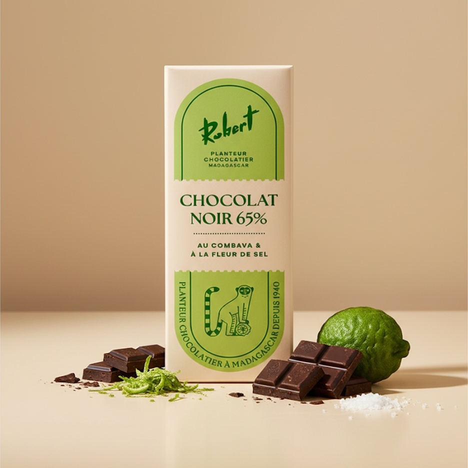 Mini Tablette Chocolat Noir 65% au Combava et Fleur de Sel