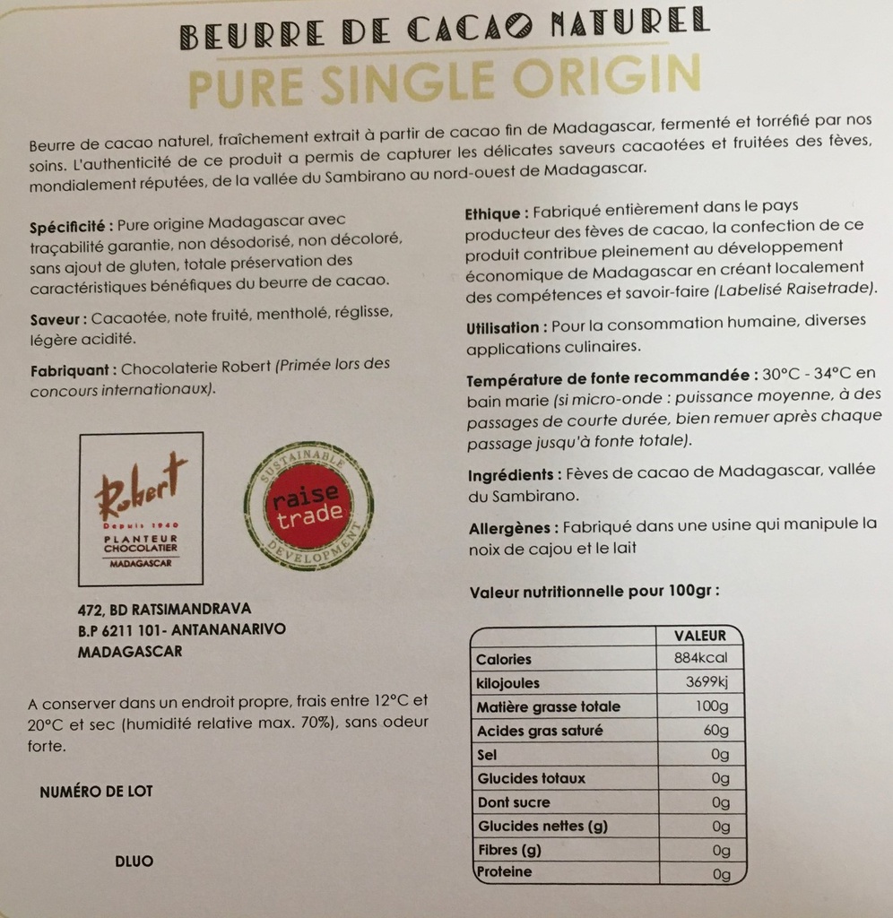 300 gr de beurre de cacao
