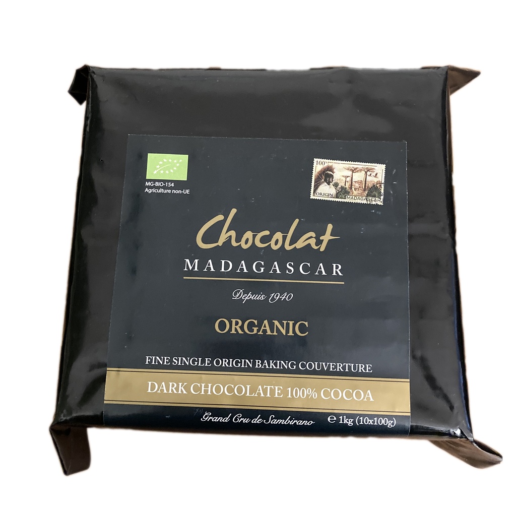 1kg chocolat de couverture noir 100%, certifié BIO 