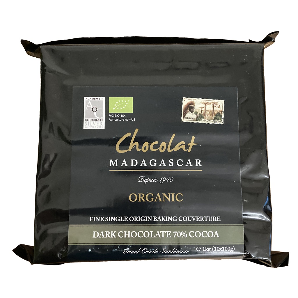 1kg de chocolat de couverture noir 70%, certifié BIO