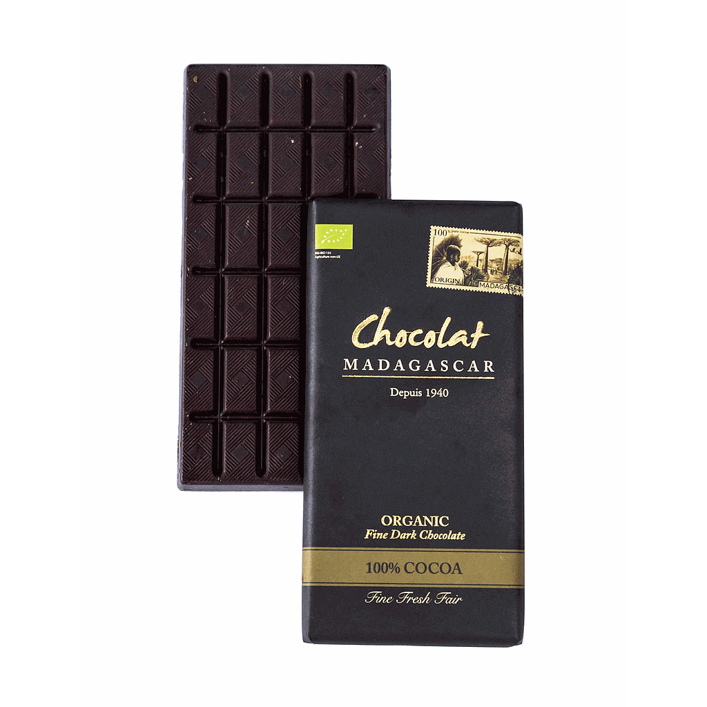 Tablette de chocolat noir 100%, certifiées BIO