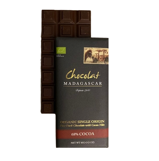 Tablette de chocolat noir 68% aux éclats de fèves, certifiée BIO