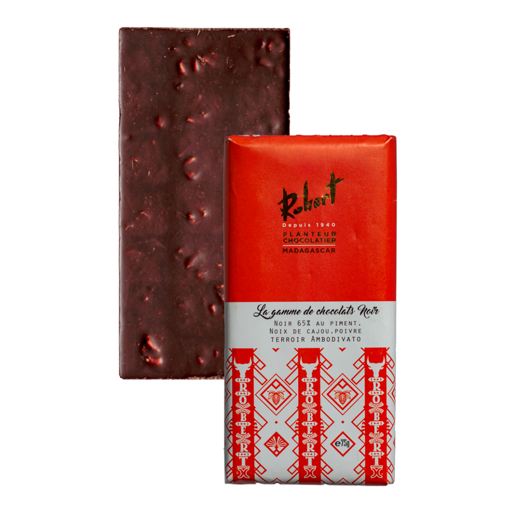 Tablette Chocolat Noir 65% à la Noix de Cajou Piment et Poivre