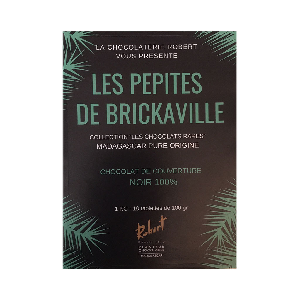 [CDCM04] 1kg de chocolat de couverture noir 100% LES PEPITES DE BRICKAVILLE - Collection &quot;Grands Crus et Rares&quot; Récolte 2019