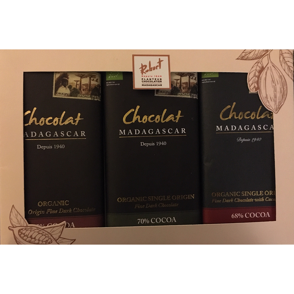 [COFFRET3] Coffret "TOTEM - Les grands classiques" de la gamme Chocolat Madagascar 3 tablettes BIO