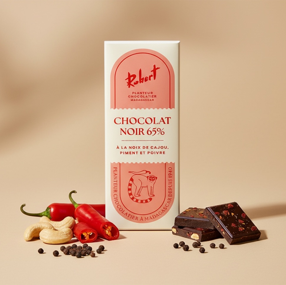 [MTNCAJ] Mini Tablette Chocolat Noir 65% à la Noix de Cajou Piment et Poivre